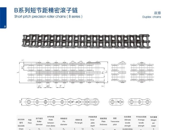 B系列短節(jié)距精密滾子鏈_雙排