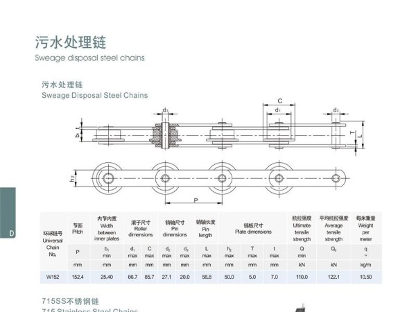 污水處理鏈,715SS不銹鋼鏈